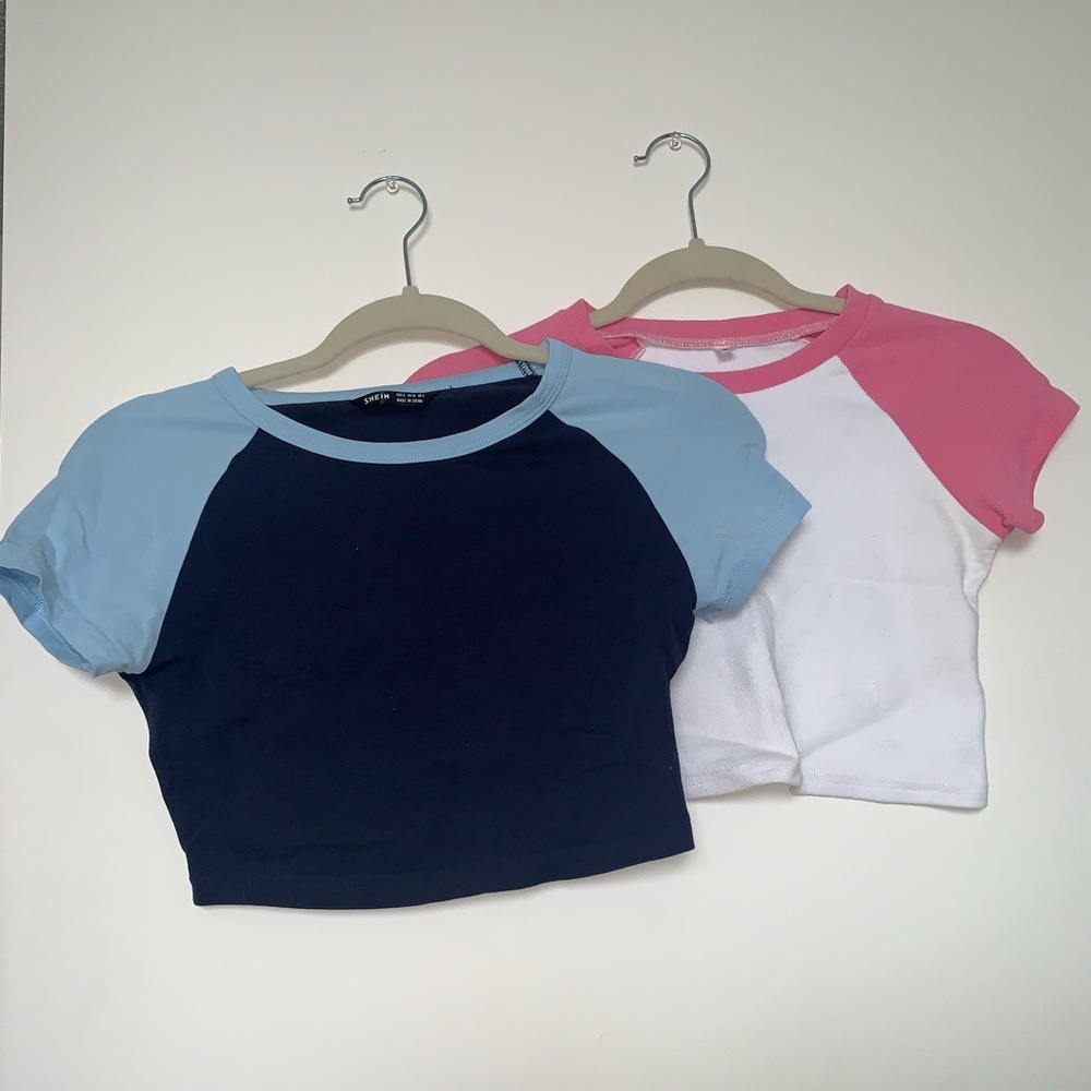 TWO FOR ONE BUNDLE- Two cropped baseball tees